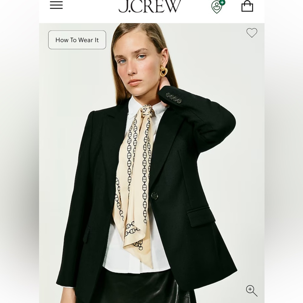 J. Crew 1035 Super 120's Wool Blazer Size 0 Jacket Black One Button Womens B9675